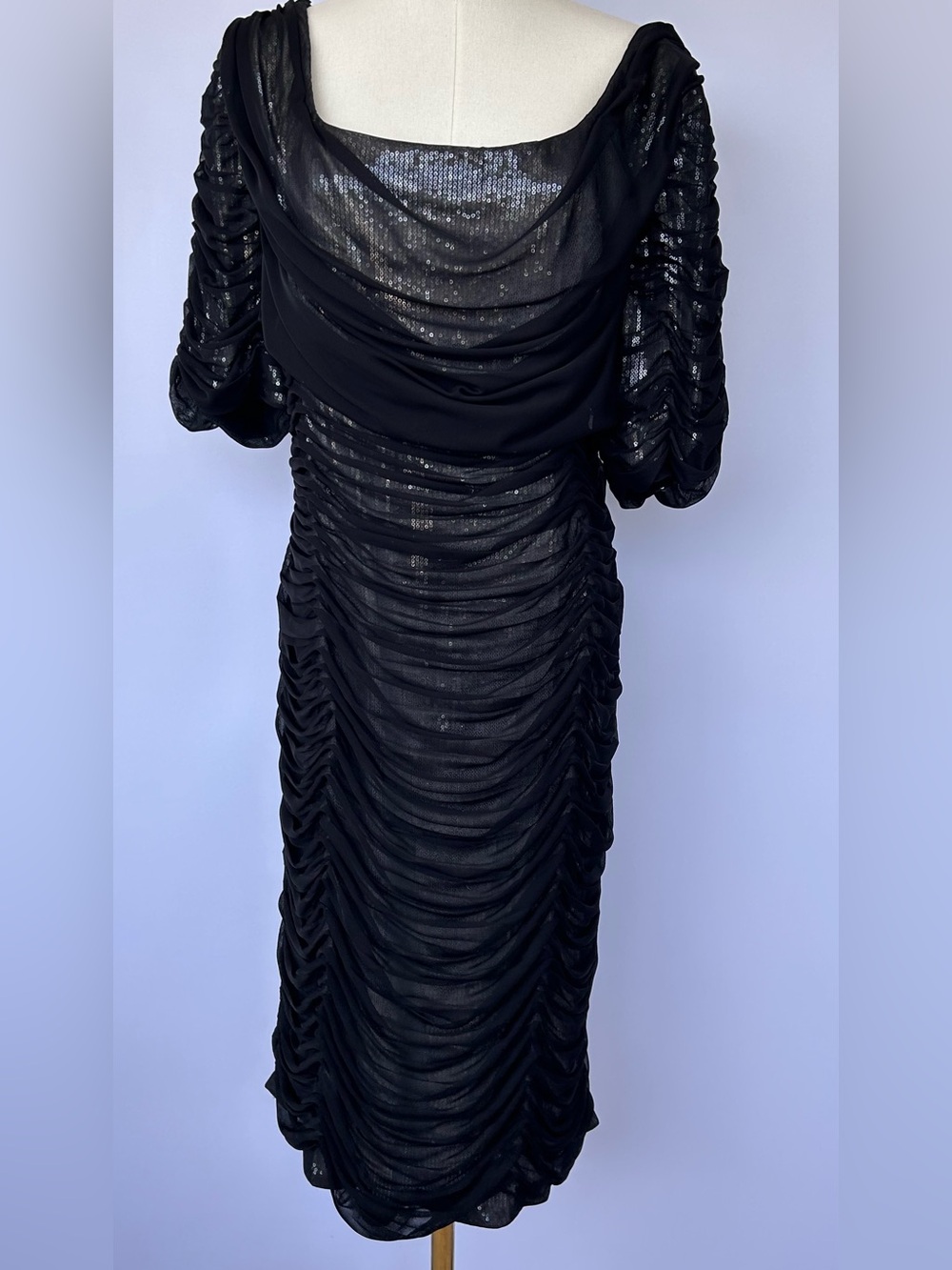 Adrianna Papell Evening Women’s Sequined Dress with Draped Overlay Size 18W